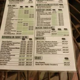 The Fat Fairy, Budapest - Étlap/itallap