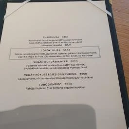 Törökméz Budapest - Étlap/itallap