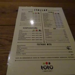 TüTü - Lébár & Kávézó, Budapest - Étlap/itallap