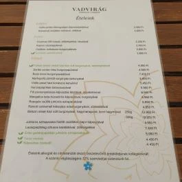 Vadvirág Vendéglő Tatabánya - Étlap/itallap
