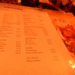 Wunder Sörművek, Budapest - Étlap/itallap