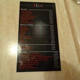Yu-Grill, Budapest - Étlap/itallap