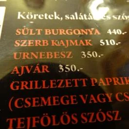 Yu-Grill, Budapest - Étlap/itallap