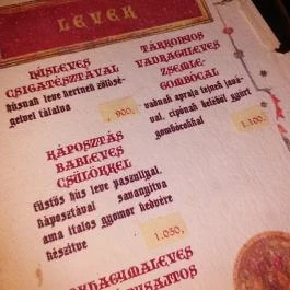Castrum Boldua középkori étterem, Boldogkőváralja - Étlap/itallap