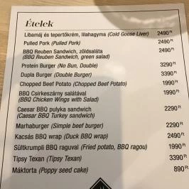 Bp BARbq Budapest - Étlap/itallap