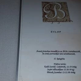 Bagolyvár Fogadó étterme, Zirc - Étlap/itallap