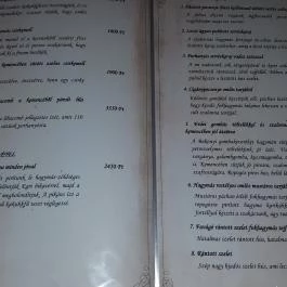 Bagolyvár Fogadó étterme, Zirc - Étlap/itallap