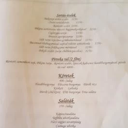 Piroska Étterem, Nagydorog - Étlap/itallap