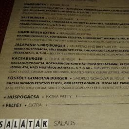 Semmi Extra & Egy Kis Kert, Budapest - Étlap/itallap