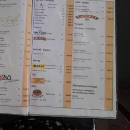 Nádas Étterem, Agárd - Étlap/itallap