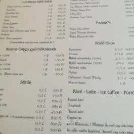 Platán Panzió étterme Dobogókő - Étlap/itallap