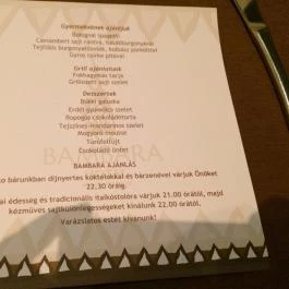 San Toro Étterem - Bambara Hotel Felsőtárkány - Étlap/itallap