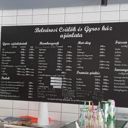 Belvárosi Csülök & Gyros Ház Debrecen - Étlap/itallap