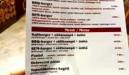 Bem Burger Debrecen - Étlap/itallap