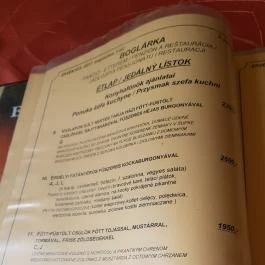 Boglárka Panzió-Étterem ás Apartmanházak Mezőkövesd - Étlap/itallap