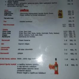 Bonita Bisztró, Debrecen - Étlap/itallap