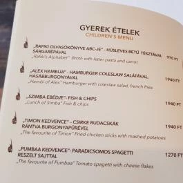 Csillag Étterem - Bambara Hotel, Felsőtárkány - Étlap/itallap