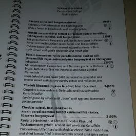 Csöni Étterem, Ráckeve - Étlap/itallap