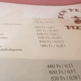 Don Pedro Pizzéria, Debrecen - Étlap/itallap