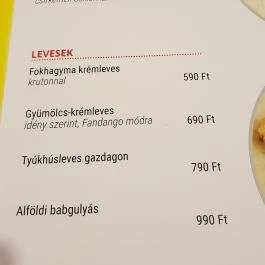 Fandango Sport Pub, Debrecen - Étlap/itallap