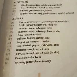 Fehértói Halászcsárda, Szeged - Étlap/itallap