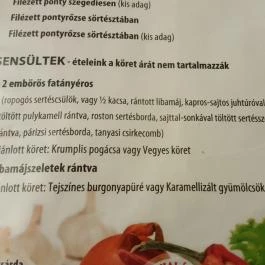 Fehértói Halászcsárda, Szeged - Étlap/itallap