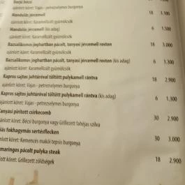 Fehértói Halászcsárda, Szeged - Étlap/itallap