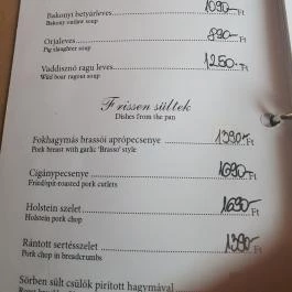 Fenyves Csárda, Nyíradony - Étlap/itallap