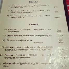 Flaska Vendéglő, Debrecen - Étlap/itallap
