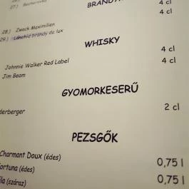 Flaska Vendéglő, Debrecen - Étlap/itallap