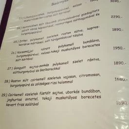 Flaska Vendéglő, Debrecen - Étlap/itallap
