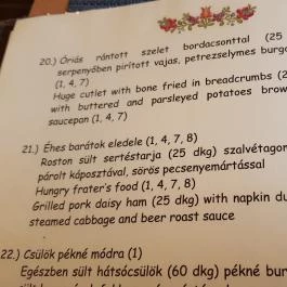 Flaska Vendéglő, Debrecen - Étlap/itallap