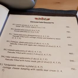 Flaska Vendéglő, Debrecen - Étlap/itallap