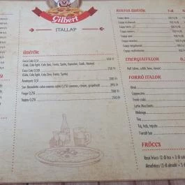 Gilbert Pizzéria Debrecen - Étlap/itallap