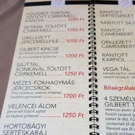 Gilbert Pizzéria Debrecen - Étlap/itallap