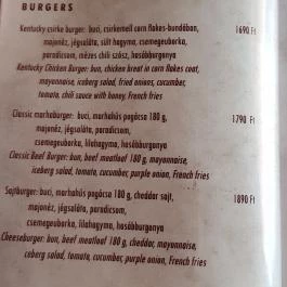 Grande Bosco Debrecen - Étlap/itallap