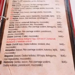 Holiday Pizza & Bar, Debrecen - Étlap/itallap