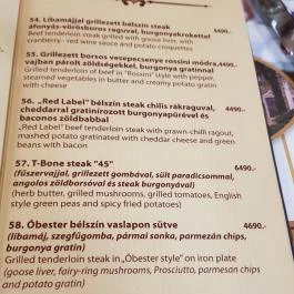 Hotel Óbester étterme - John Bull Pub Debrecen - Étlap/itallap