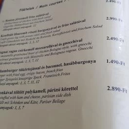 Hotel Platán étterme Debrecen - Étlap/itallap