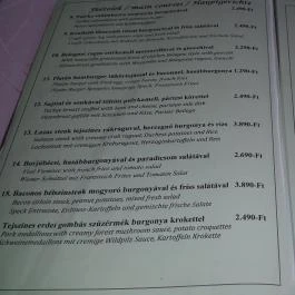 Hotel Platán étterme Debrecen - Étlap/itallap