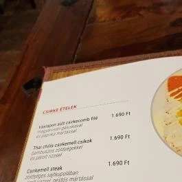 Hüse Vendéglő Debrecen - Étlap/itallap