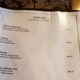 Hüse Vendéglő Debrecen - Étlap/itallap