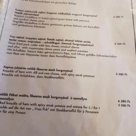 Hüse Vendéglő Debrecen - Étlap/itallap