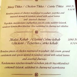 Kashmir Indiai Étterem Debrecen - Étlap/itallap