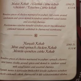 Kashmir Indiai Étterem Debrecen - Étlap/itallap