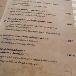 Krúdy Étterem (Villa Hotel), Debrecen - Étlap/itallap