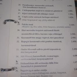 Krúdy Étterem (Villa Hotel), Debrecen - Étlap/itallap