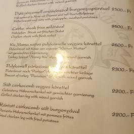 Látóképi Csárda Debrecen - Étlap/itallap
