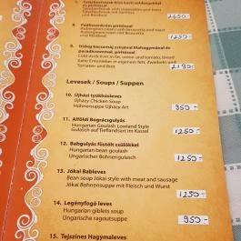 Leveles Csárda Debrecen - Étlap/itallap