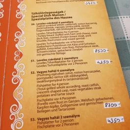 Leveles Csárda Debrecen - Étlap/itallap